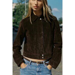 ZARA 100% LEATHER SHORT JACKET